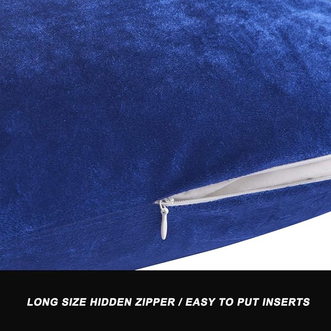 GIGIZAZA Decorative Throw Pillow Covers 16 x 16, Navy Blue Soft Pillow Covers Velvet,Set of 4 Decor Square Cushion Covers