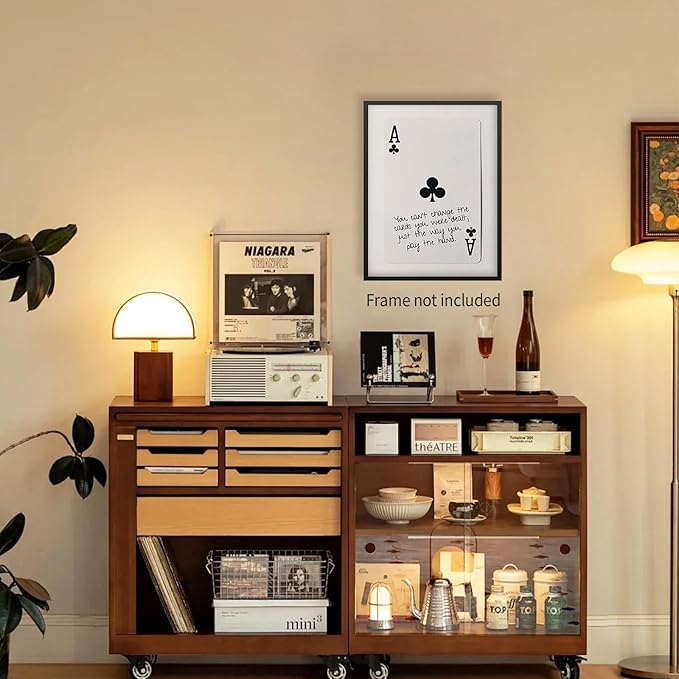 XSCQ Funky Black and White Lucky Ace Poker Canvas Wall Art Funny Modern Preppy Playing Card Posters Trendy Minimalist Black Art Prints Painting Retro Aesthetic Wall Decor 16x24 inch Unframed