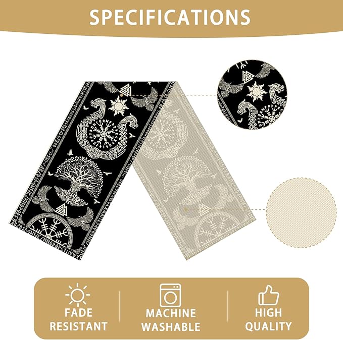 Viking Burlap Table Runner Seasonal Spring Fall Kitchen Dining Linen Table Decoration for Indoor Outdoor Home Party Dinner 13x72 Inch