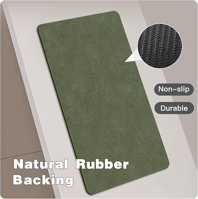 Bathroom Mat Quick Dry, Bathroom Rugs Non Slip Washable Thin Absorbent Bath Mat Fits Under Door Bathroom Floor Mat Perfect for Bath, Shower, or Sink 24"x70" Sage Green