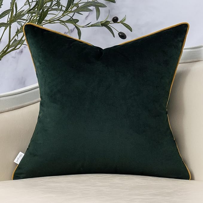 Yangest Green Square Throw Pillow Cover Wavy Velvet Cushion Cover Modern Zippered Pillowcase for Sofa Couch Bedroom Living Room Chair, 20 x 20 Inch