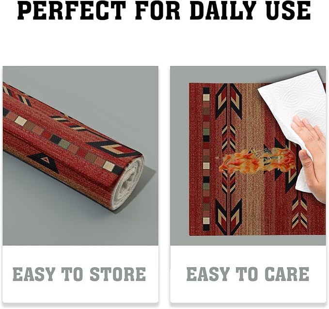 Giwawa Southwestern Placemats Set of 4 Rusty Red Tribal Geometric Decorative Table Mat Antique Native American Heat Resistant Washable Place Mats 12x18Inch for Dining Kitchen Farmhouse Decor