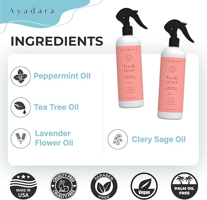 Natural Fabric Spray, Lavender Room Spray Air Freshener, Odor Eliminator Mist, Aromatherapy Home Fragrance, Lavender Linen Spray for Bedding, Pillow, Sheet, Blanket and Clothing, 2000+ Sprays