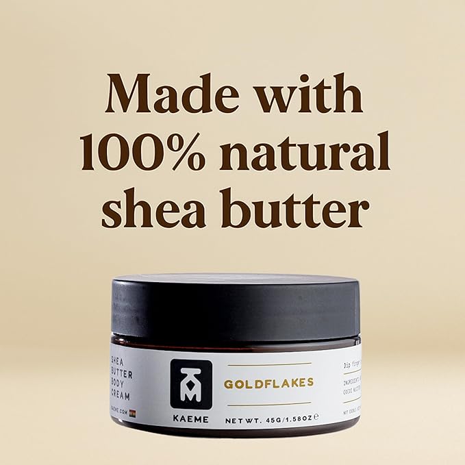 KAEME Goldflakes African Shea Butter For Women and Men Made from Raw Organic Pure Unrefined Moisturizer Cream with Natural Coconut Oil For Deep Hydration Skin Hair Scalp DIY Sheabutter(3.4oz/100g jar)