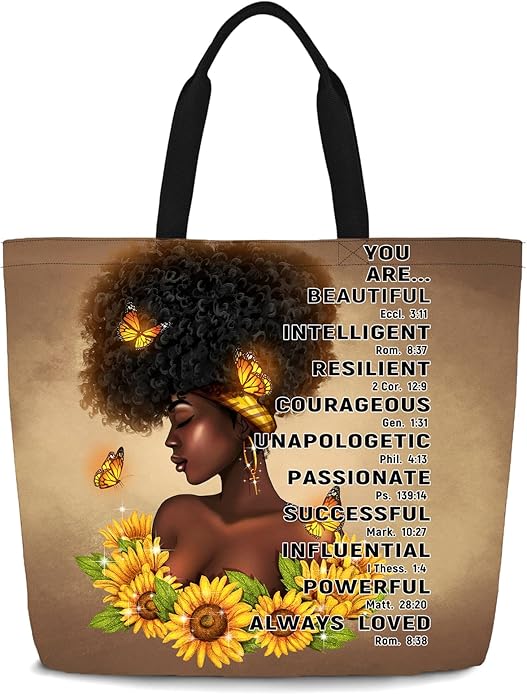 IAGM Women Tote Bags African American Woman Shoulder Bag Afro Black Girl Magic Satchel Handbags For Shopping,Work,Grocery,Gym
