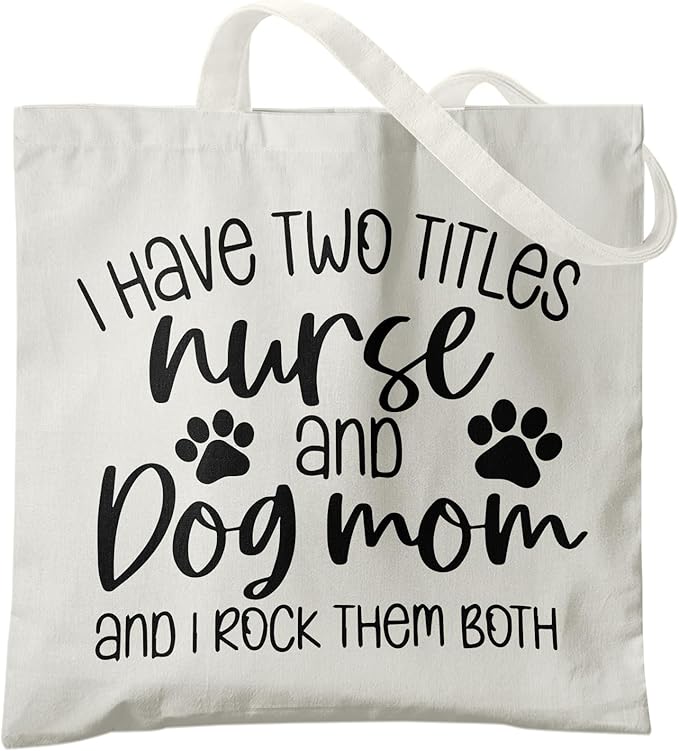 Dog Mom Canvas Tote Bags - Reusable Grocery Bags for Shopping, Funny Dog Lover Gifts for Women