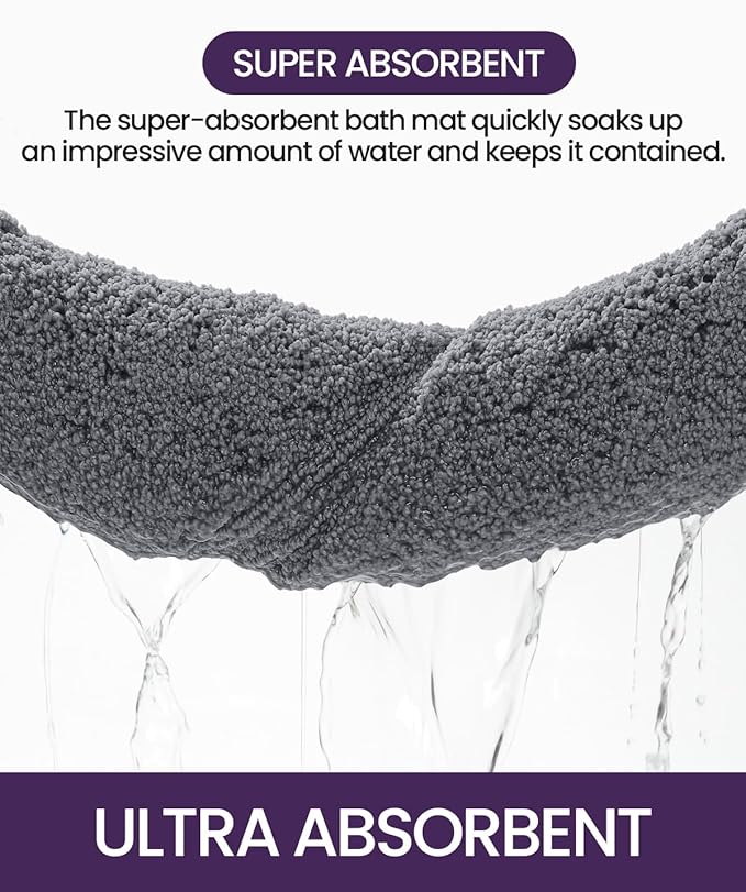 DEXI Bathroom Rug 36x24, Non Slip Washable Bath Mat for Shower Floor, Absorbent Soft Bathmat with Rubber Backing, Quick Dry Microfiber Carpet, Grey