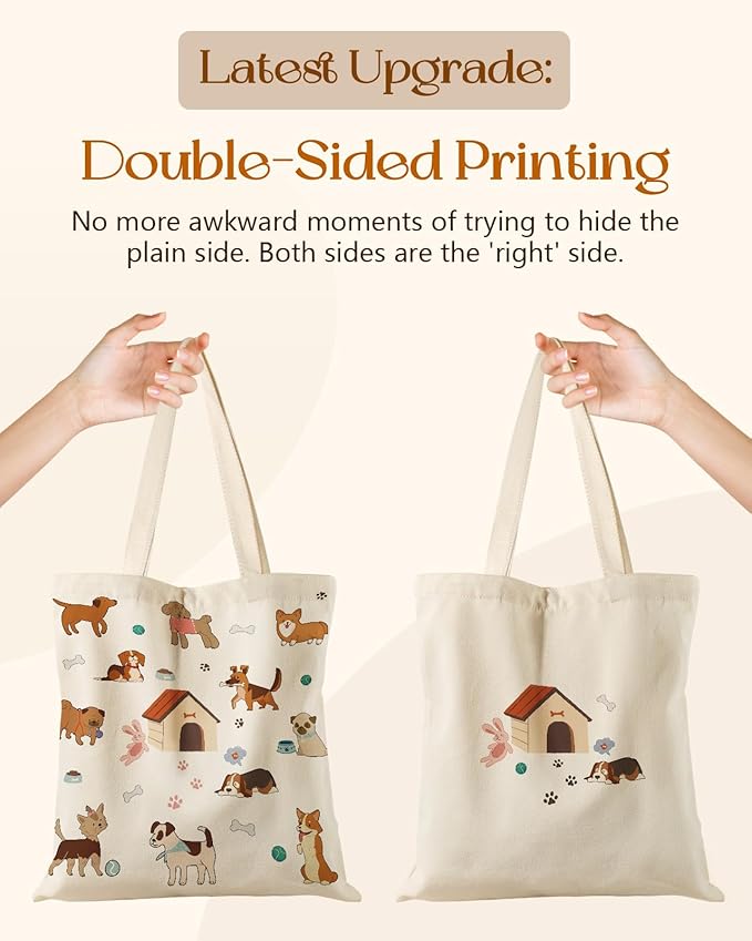 Canvas Tote Bag for Women - Aesthetic Canvas Totes with Pockets Cute Reusable Cloths Ladies Shoulder Bag