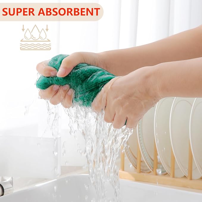 Homaxy 100% Cotton Waffle Weave Kitchen Dish Cloths, Ultra Soft Absorbent Quick Drying Dish Towels, 12 x 12 Inches, 12-Pack, Dark Green