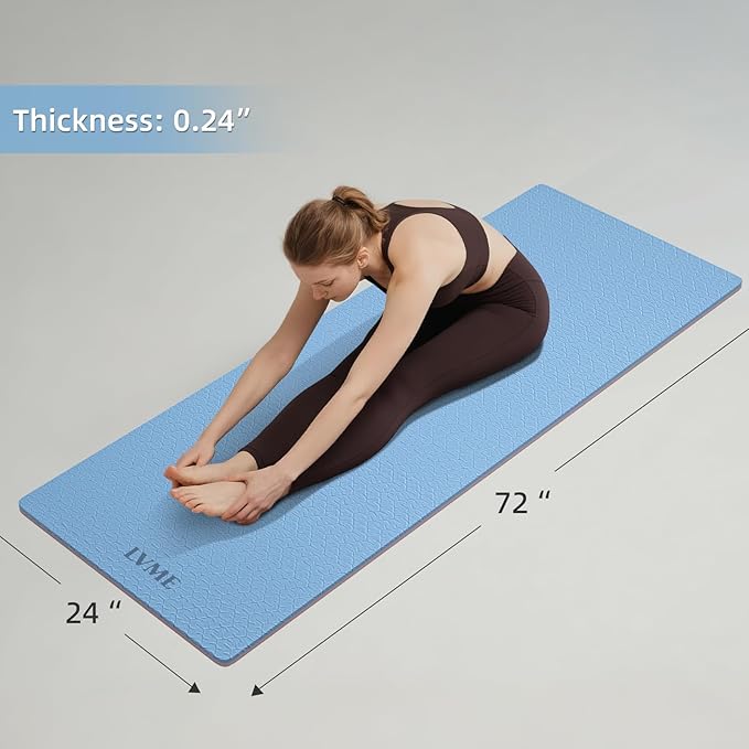 Yoga Mat Non Slip, Anti-Tear 1/4 Thick TPE Yoga Mats for Women and Men, a stylish and practical dual-tone yoga mat.72"x24" Exercise & Fitness Mat with Carrying Strap, Workout Mats for Yoga, Pilates and Floor Exercise