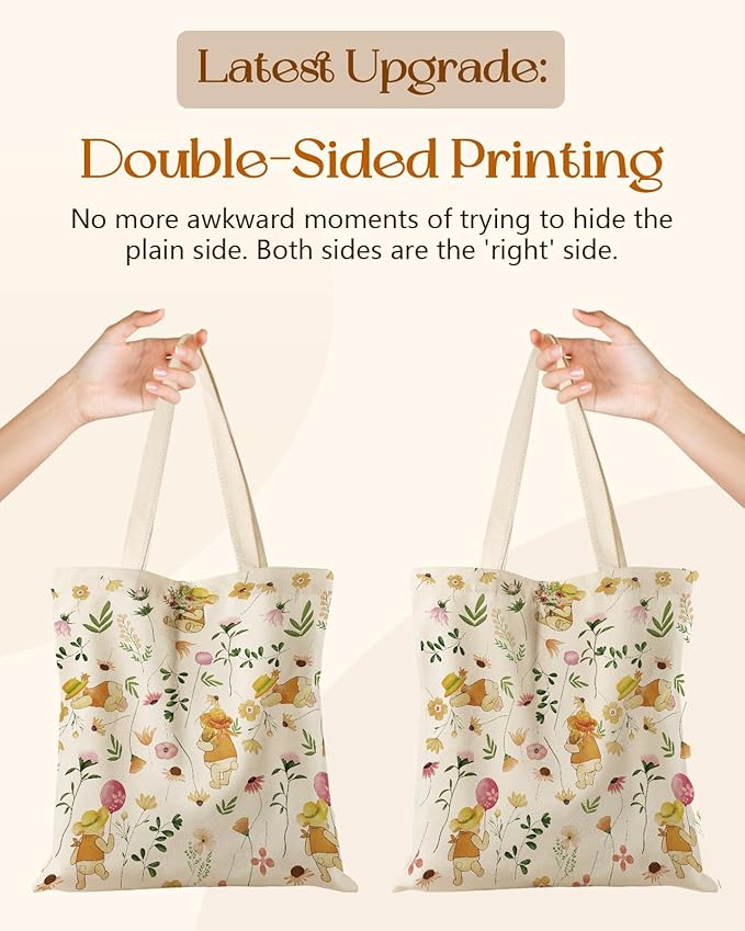 Canvas Tote Bag for Women – Aesthetic Canvas Bag with Zipper Cute Stylish Reusable Shoulder Totes for Shopping Work Daily Vacation, Floral Weini