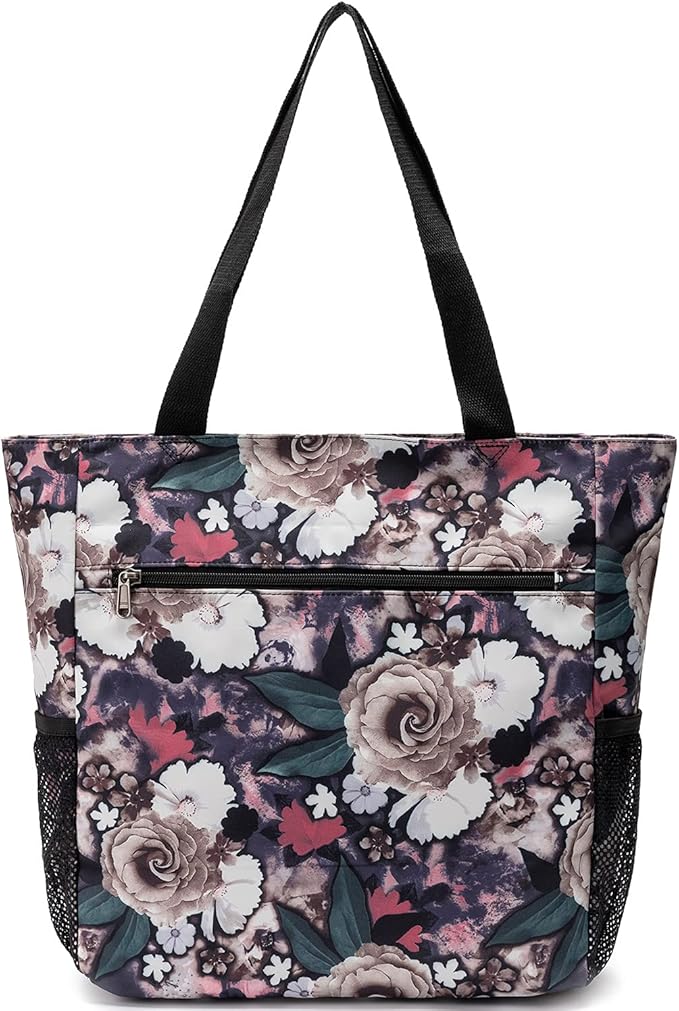 ETidy Large Capacity Foldable Tote Bag With Zipper Water-resistant SandproofWomen Beach Bag Handbag GymBag Travel ShoppingBag