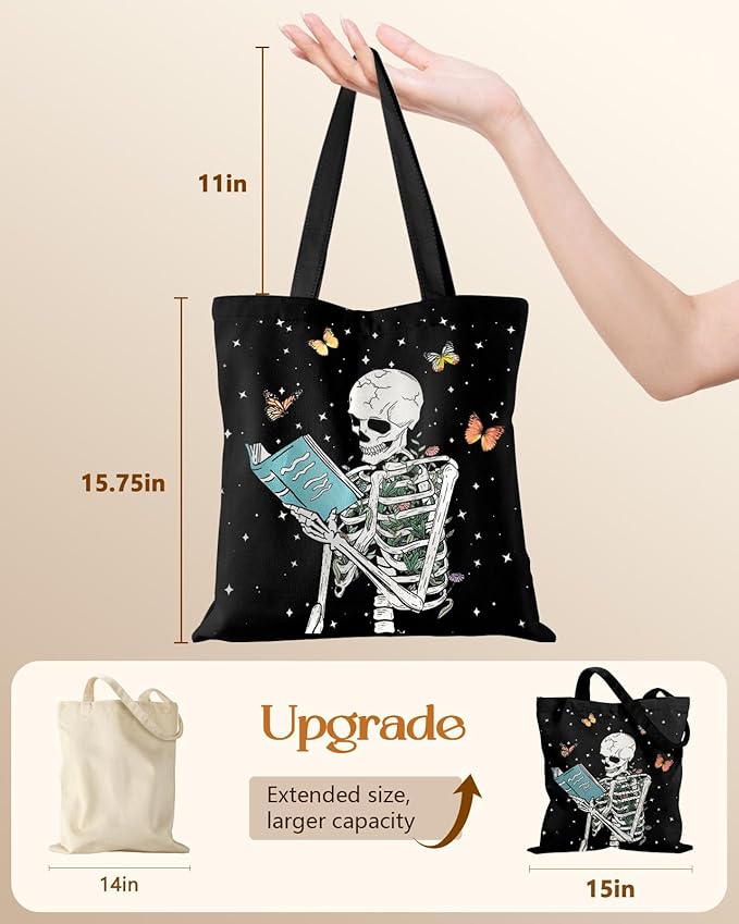 Canvas Tote Bag for Women - Aesthetic Canvas Totes with Pockets Cute Reusable Cloths Ladies Shoulder Bag