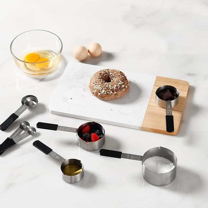 Magnetic Stackable Stainless Steel Measuring cups and spoons set,4 Magnetic measuring cups,4 magnetic measuring spoons