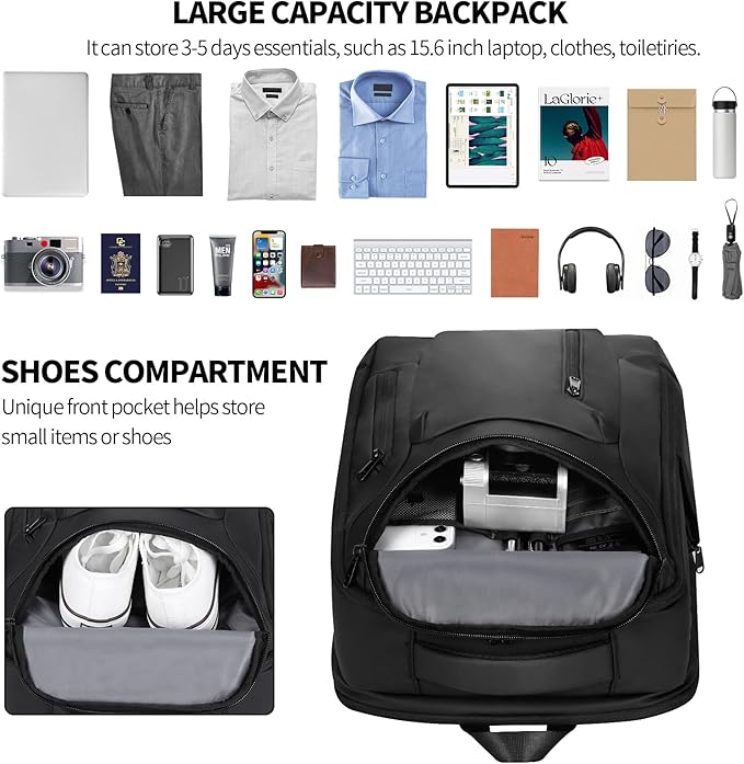 HOMIEE Business Smart Backpack Waterproof 15.6 Inch Laptop Backpack with USB Charging Port, Flight Approved Durable Commute College Backpack Carry on Bag for Men