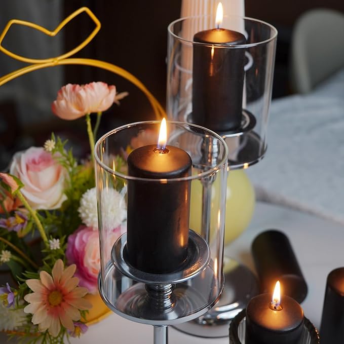 2"x4" High Black Pillar Candles, Set of 20, Unscented. Bulk Buy. Ideal for Wedding, Emergency Lanterns, Spa, Aromatherapy, Party