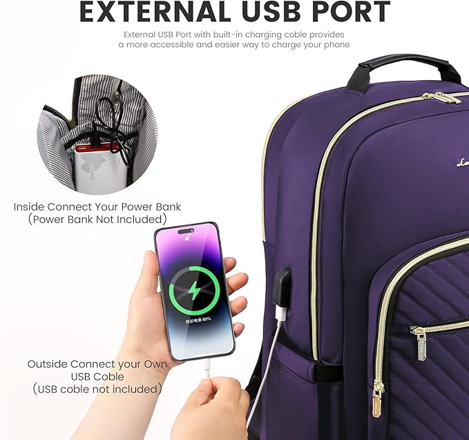 LOVEVOOK Laptop Backpack for Women 15.6 inch,Cute Women Travel Backpack Purse,Professional Laptop Computer Bag,Waterproof Work Business College Teacher Bag Carry on Backpack with USB Port,Royal Purple