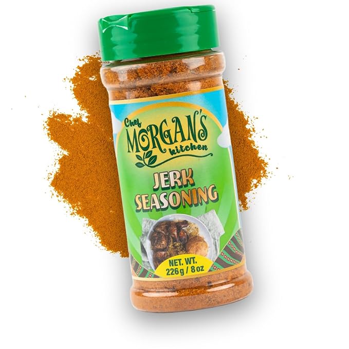 Chef Morgan’s Kitchen Jerk Seasoning – MSG & Gluten Free, 8oz. Authentic Jamaican Spice Blend for Jerk Chicken – Dry Rub for Grilling, Baking & Roasting – All Natural