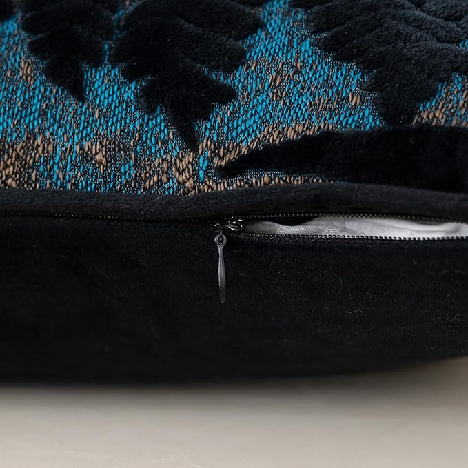 Alerfa Black Throw Pillow Cover 12x20 Inch, Rectangle Cut Velvet Maple Leaf Embroidery Luxury Farmhosue Lumbar Decorative Pillow Cover for Couch Living Room Bedroom