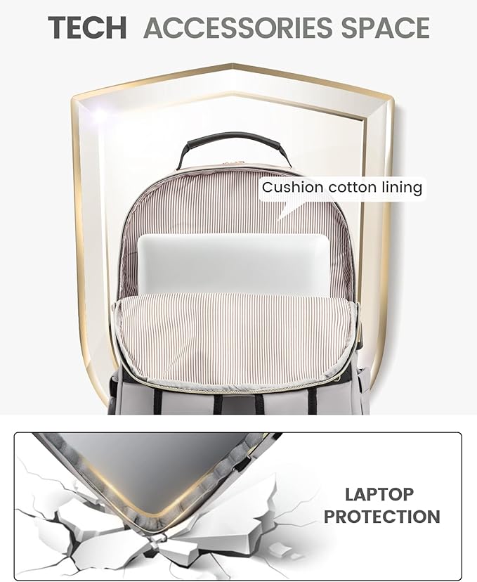 LOVEVOOK Laptop Backpack for Women, Travel Computer Work Bags with 17-inch Laptop Compartment, College School Student Bag Teen Backpacks For Girls, Outdoor Carry On Backpack Purse, Grey