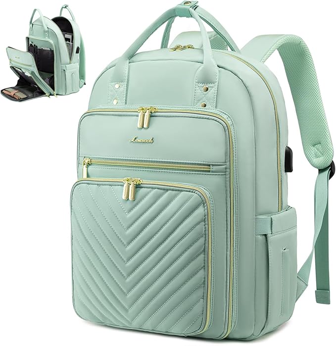 LOVEVOOK 15.6 Inch Laptop Backpack for Women,Fashion Work Travel Backpack,Waterproof Day Pack Purse for Teacher Nurse Green