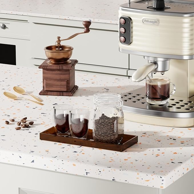 11" x 4.3" Bathroom Vanity Tray Acrylic Decorative Counter Organizer for Soap Dispenser, Perfume, Candle, Makeup - Rectangle Tray for Sink, Toilet Tank, Dresser Home Decor, Small Brown