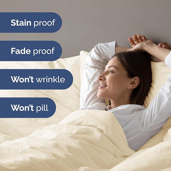 Duvet Cover Queen Size Set - Extra Soft Queen Size Duvet Cover 90 x 90 with 2 Pillow Shams - Hotel Luxury Easy Care and Fade Free w/Zipper Closures & Ties - Comfy Breathable Bedding Set (Off White)