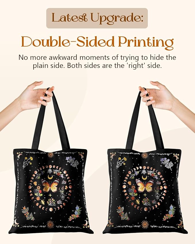 Canvas Tote Bag for Women - Aesthetic Canvas Totes with Pockets Cute Reusable Cloths Ladies Shoulder Bag