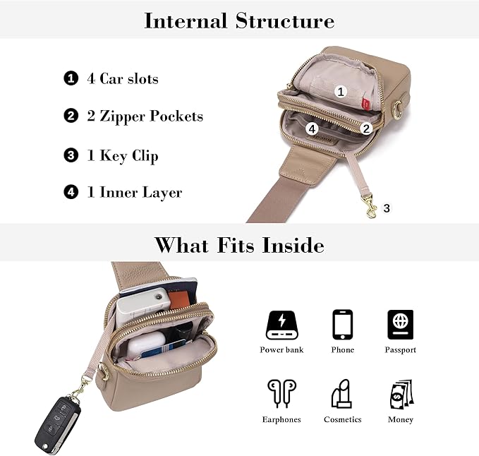 INICAT Travel Small Sling Bag Leather Crossbody Bags for Women Fanny Packs Cross Body Bag for Woman Cross Body Purses