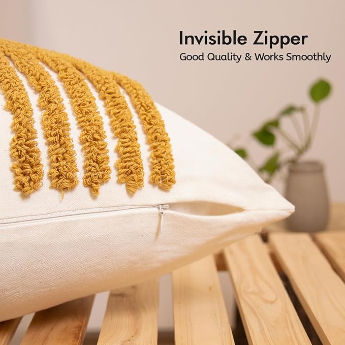 lifein 18x18 Pillow Covers-Throw Pillow Cover,Tufted Boho Jacquard Pillow Covers,Farmhouse Decorative Pillow Cover,Pillow Cases for Gift,Couch,Sofa,Bed,Chair,Living Room,Home Decor(18x18inch)