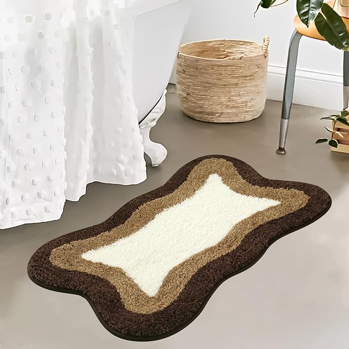 HAOCOO Bathroom Rugs Non Slip Washable, 18x25 inch Extra Soft Small Bath Mat, Microfiber Absorbent Cute Bath Mat Floor Carpet for Bathroom Indoor Door Mat Sink Tub Shower