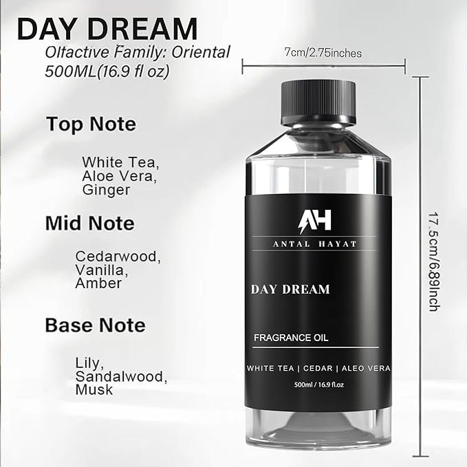 Hotel Scents Day Dream Diffuser Oil 500mL - Aromatherapy Fragrance Inspired by 5-Star Hotels - Notes of Aloe Vera, Ginger, White Tea - Inspired by Westin Hotels - Luxury Home Scents Refill