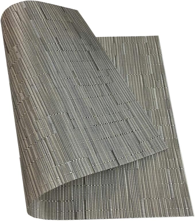 Red-A Placemats Set of 6 for Dining Table Heat-Resistant Washable Place Mats Woven Vinyl Kitchen Table Mats Easy to Clean,Silver Grey