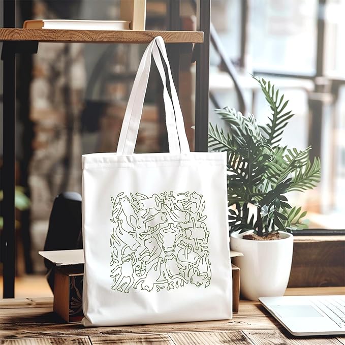 Mushroom Frog Tote Bag Cute Frogs Funny Canvas Bag Aesthetic Cotton Canvas Tote Bag for Women Gift Reusable Grocery Bag Shopping Beach Shoulder Bag