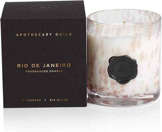 Zodax Apothecary Guild Opal Glass Jar Scented Candle for Home Decor - Single-Wick Candle Ideal for The Home - Gift Box Package Included - Rio de Janeiro - 11 Oz.