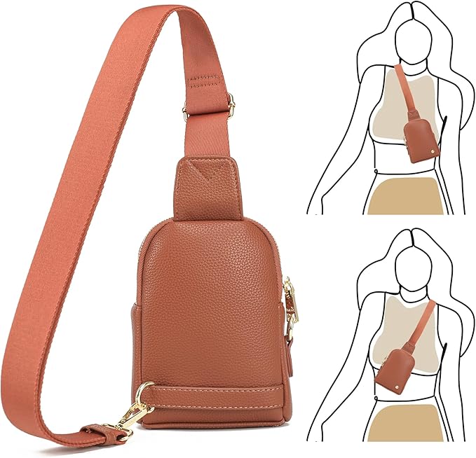 INICAT Travel Small Sling Bag Leather Crossbody Bags for Women Fanny Packs Cross Body Bag for Woman Cross Body Purses