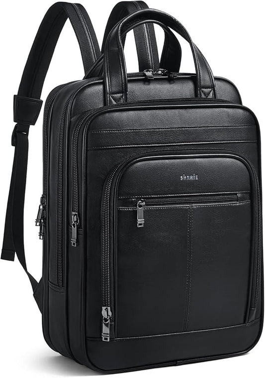 Shrrie 15.6" Laptop Backpack,Business Work Backpack Briefcase,Durable Computer Backpack for Office,Travel,College,Two-tone Black