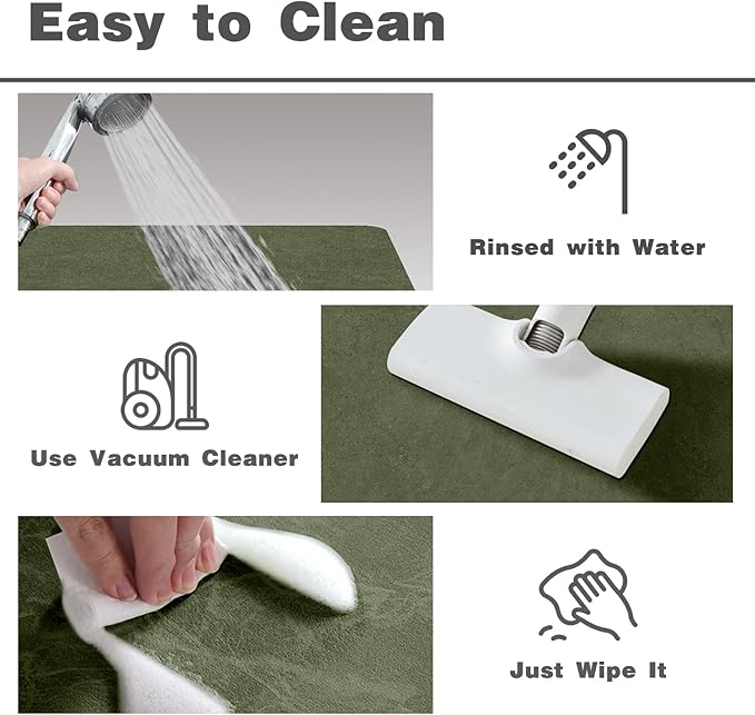 Bathroom Mat Quick Dry, Bathroom Rugs Non Slip Washable Thin Absorbent Bath Mat Fits Under Door Bathroom Floor Mat Perfect for Bath, Shower, or Sink 24"x48" Sage Green