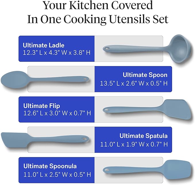 GIR: Get It Right 5-Piece Silicone Ultimate Kitchen utensils set - Ladle, Spatula, Flip, Spoon & Spoonula - Non toxic cooking utensils for Nonstick Cookware, Cooking and Baking - Red