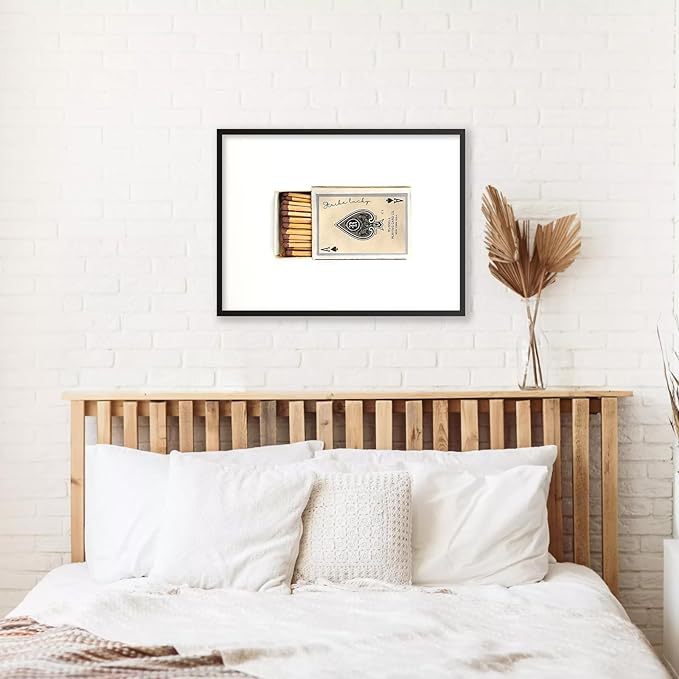 Retro Matches Poker Canvas Posters Vintage Ace of Spades Playing Cards Matchbox Wall Art 08x10 inch Black Framed Trendy Preppy Wall Decor Funky Aesthetic Prints for Living Room