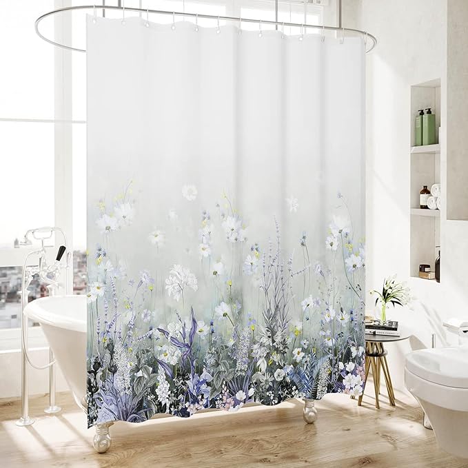 Bohemian Bathroom Curtain Colorful Boho Floral Print Beautiful Bright Polyester Fabric Cloth Shower Curtain for Bathroom Decoration, 72"x72"