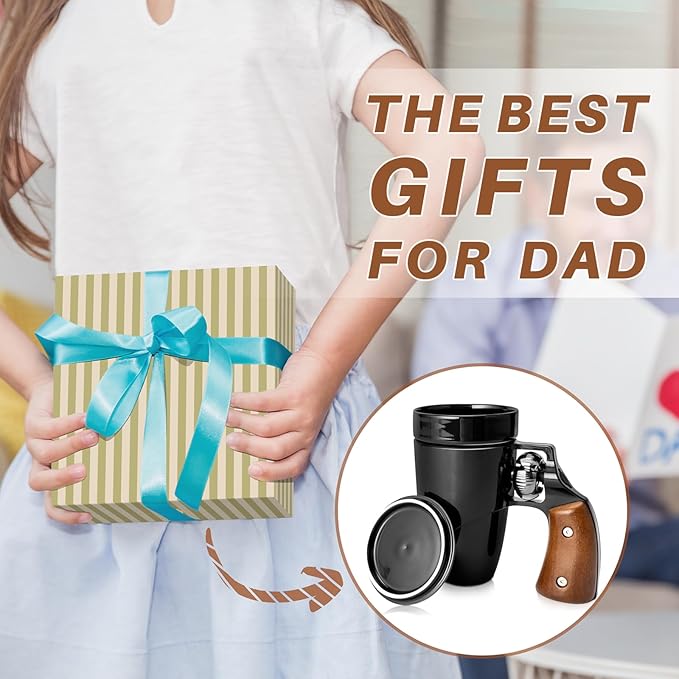 Novelty Coffee Mugs for Men, Ceramic Funny Gun Cup, Revolver Mugs, Birthday Gifts for Father, Black Cool Unique Coffee Mug for Men, Fathers Day Dad Gifts(16 oz BLACK)