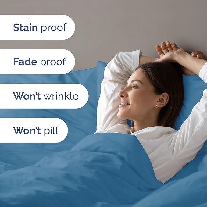 Duvet Cover Full Size Set - Extra Soft Full Size Duvet Cover 80 x 90 with 2 Pillow Shams - Hotel Luxury Easy Care and Fade Free w/Zipper Closures & Ties - Comfy Breathable Bedding Set (Denim Blue)