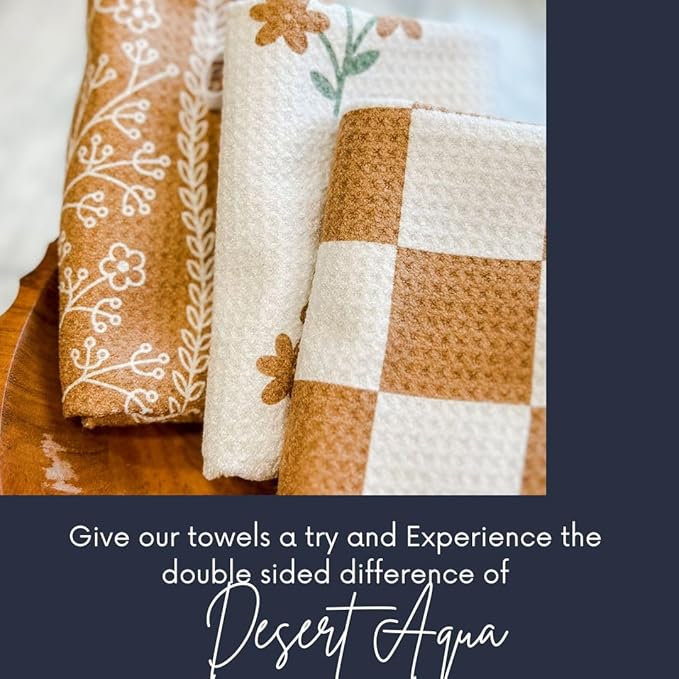 || 3 Pack|| Double Sided || Not Your Ordinary Dish Towels || Waffle Weave Microfiber || Highly Absorbent || Hanging Loop || Dish Cloths || Modern || Designer Prints (Coffee)
