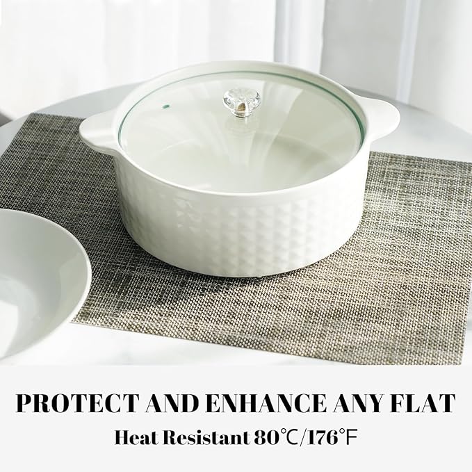 Placemats Set of 4 Vinyl/Plastic Woven Place Mats for Kitchen Table Indoor/Outdoor Washable Placemat Wipeable Dining Table Mats (Brown,4)