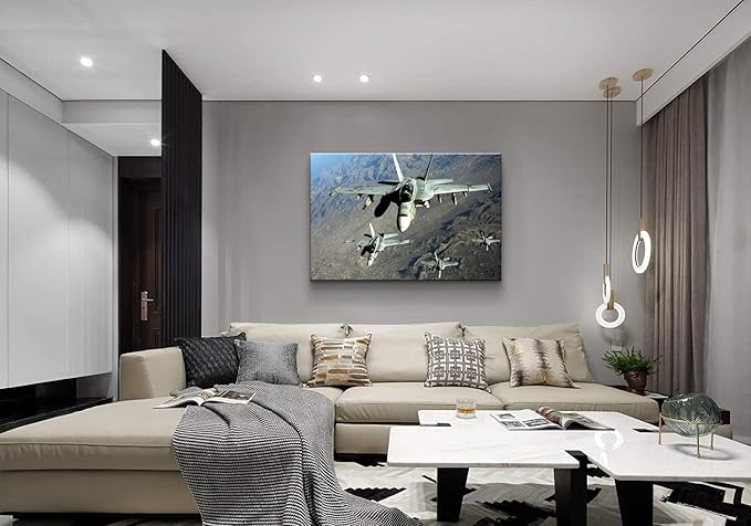 Airplane Wall Art F/A-18E/F Hornet Strike Fighter Aviation Art Prints Airplane Posters Plane Poster Jet Wall Art Airplane Poster Military Wall Art for Boys Room Bedroom Decor (28''Hx40''W)