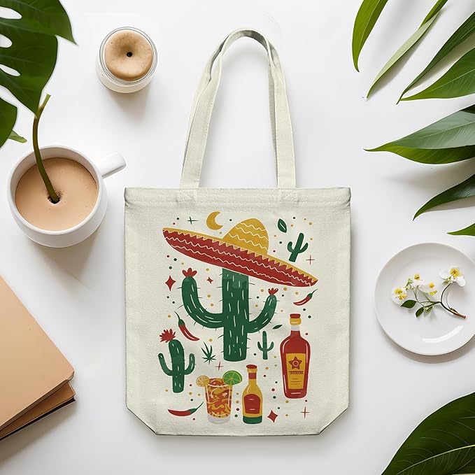 Canvas Tote Bag for Women, Aesthetic Tote Bag with Zipper Pocket for Grocery Travel Work Gift, Canvas Shopping Bag