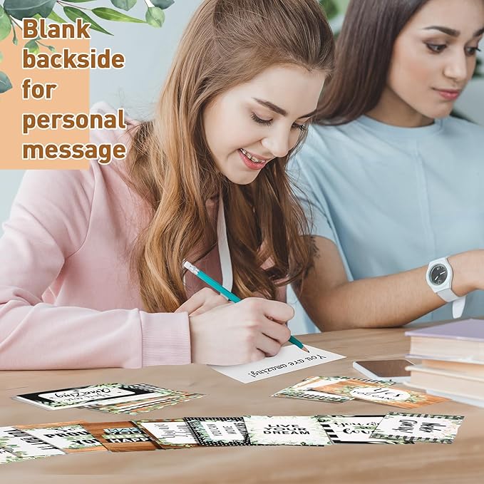 Outus 120 Pcs Motivational Encouragement Quote Cards Inspirational Kindness Appreciation Gratitude Business Cards Encouragement Mini Note Cards, 30 Styles, 3.5 x 2 Inch(Eucalyptus Leaf)
