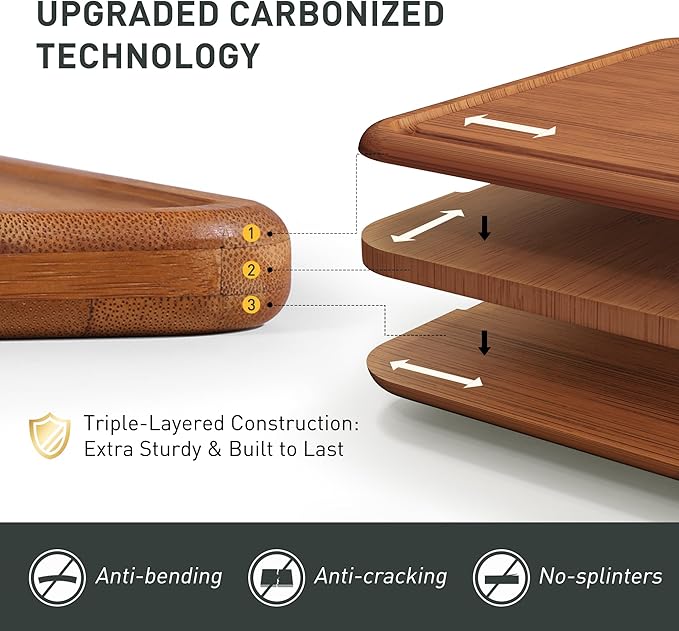Bamboo Cutting Board Set Non Toxic Wood Chopping Board Over Sink Kitchen Gadgets Charcuterie & Chopping Board Apartment Essentials New Home Must Haves Things Stuff Accessories House Housewarming Gift