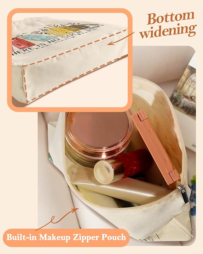 Aesthetic 2 Pack Canvas Tote Bag - with Makeup Zipper Pouch for Women Bag for Shopping, Gym, Travel, Vacation